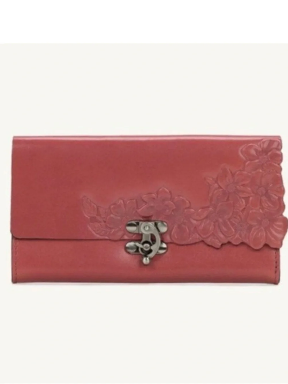 Patricia Nash Terresa Leather Wallet Hand Cut Tooled RFID Pink